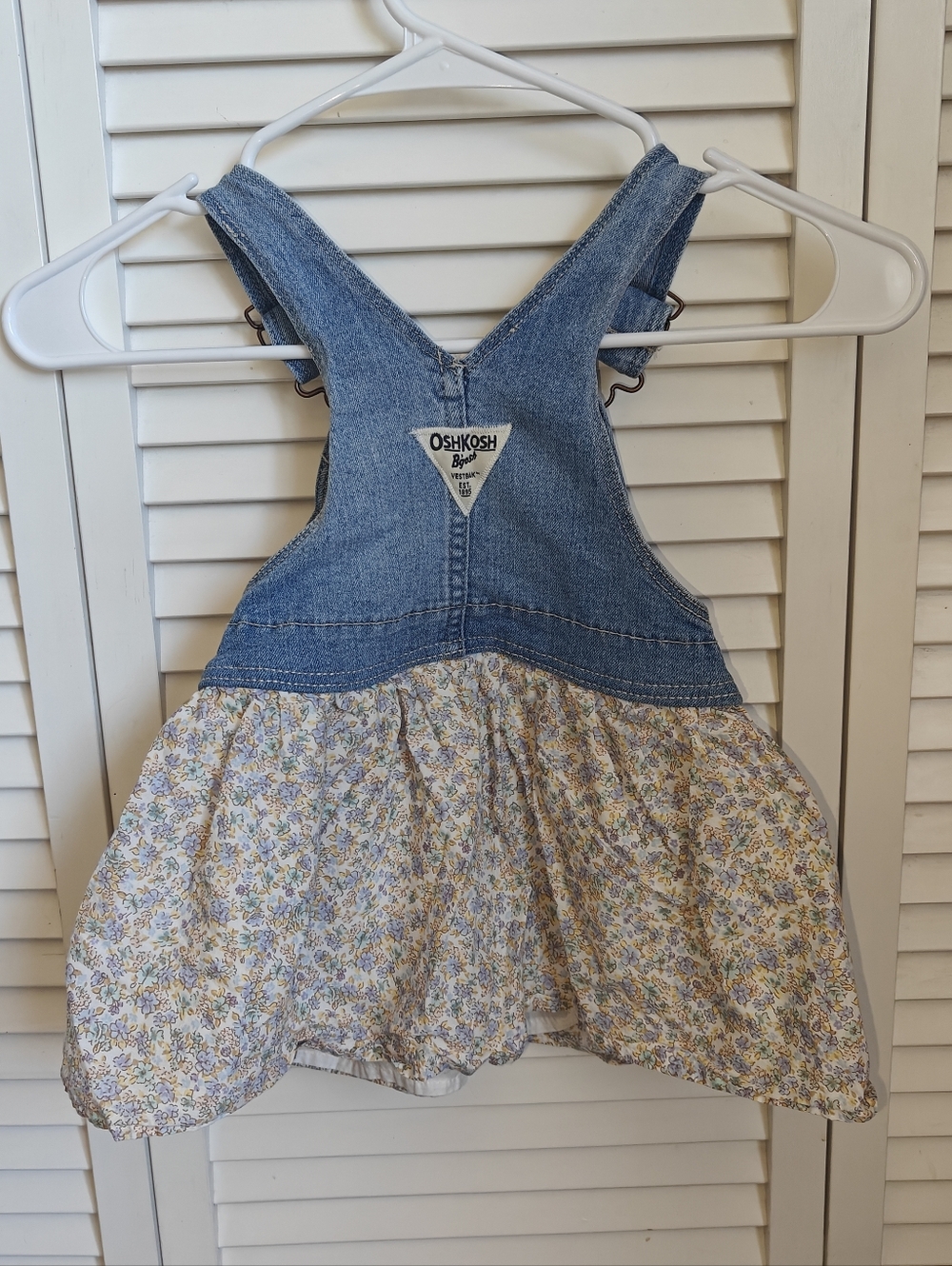 OshKosh B'gosh Baby Toddler Girls' Floral Denim Jumper Dress 18M - Picture 3 of 5